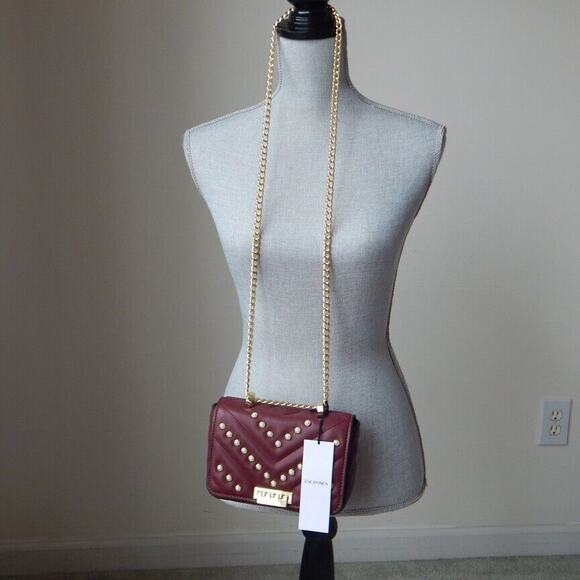 ZAC POSEN SOFT EARTHETTE Pearl Lady Chevron Quilted Chain SHLDR Bag Cabernet NWT - Picture 10 of 11